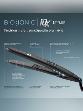 Bio Ionic 10X Styler Black Hair Straightener